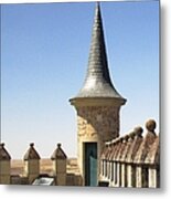 On The Roof Of Segovia Castle With Cone Shaped Railing In Spain Metal Print