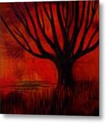 Orange Tree-distorted Metal Print