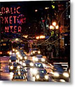 Pike Place Market At Night J392 Metal Print