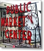 Pike Place Market Clock Metal Print