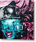 Pink Hair And Blue Face Metal Print