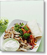 Plate Of Spicy Chicken Burrito Metal Print