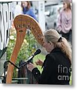 Playing Harp Outdoors Metal Print