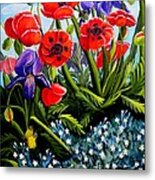 Poppies And Irises Metal Print