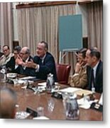President Johnson Meeting With The Us Metal Print