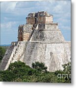 Pyramid Of The Magician At Uxmal Mexico Metal Print