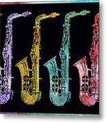 Rainbow Saxophones Metal Print