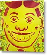 Red On Yellow With Decoration Tillie Metal Print