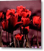 Red Tulips At Dusk Metal Print