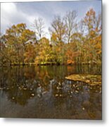 Reflection Of Autumn Colors On The Canal Metal Print