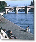 Relaxing Along The Seine Metal Print