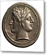 Roman Coin Featuring Janus Metal Print