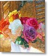 Roses On The Table Metal Print