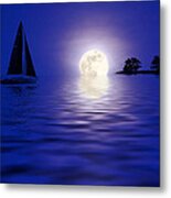 Sailing Into The Moonlight Metal Print