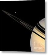 Saturn And Its Moons Metal Print