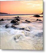 Sea And Rock At The Sunset. Nature Composition. Metal Print