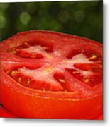 Sliced Tomato In The Garden Metal Print