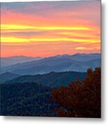 Smoky Mountains Burning Sunset Metal Print