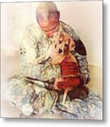 Soldier And His Dog Metal Print