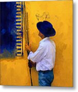 Spanish Man At The Yellow Wall. Impressionism Metal Print