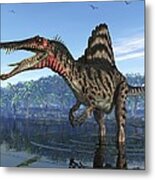 Spinosaurus Dinosaur, Artwork Metal Print