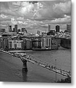 St Paul's And The City Panorama Bw Metal Print