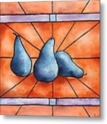 Stained Glass Pears Metal Print