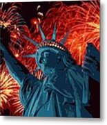 Statue Of Liberty Fireworks Color 16 Metal Print