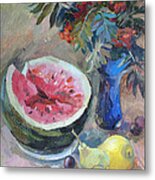 Still Life With A Water Melon Metal Print