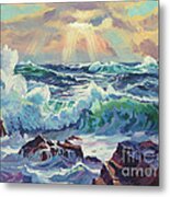 Stormy Sea Rockaway Beach Metal Print