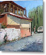 Street In A Greek Village Metal Print