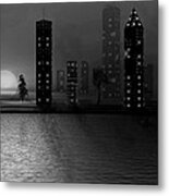Summer In The City - Bw Metal Print