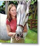Suzanne With A White Horse Metal Print