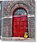 The Red Door And The Guitar Metal Print