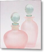 Two Pink Frosted Perfume Bottles Metal Print