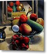 Vegetable Still Life With Rooster Metal Print