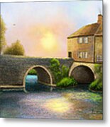 Village On The River Metal Print