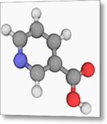 Vitamin B3 (nicotinic Acid) Molecule Metal Print