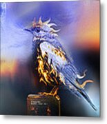 Western Bluebird Fire And Ice Metal Print