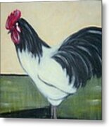 White and black rooster Metal Print