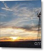 Windmill And Sunset Metal Print