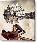 Windmill With Storm Approaching Metal Print