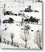 Winter In The Village Metal Print