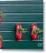 Wooden Shoes On Teh Wall Metal Print