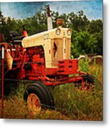 Yellow And Orange Tractor Metal Print