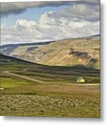 Yellow House In Iceland Landscape Metal Print