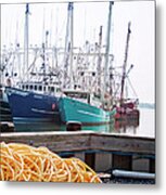 Yellow Rope And Boats Metal Print