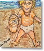 Playing In The Sand Metal Print
