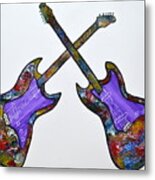Original Abstract Guitar Painting By Manjiri Modern Colorful Wall Decor Musical Metal Print