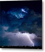 Clouds Of Light Lightning Striking Boulder County Colorado Metal Print